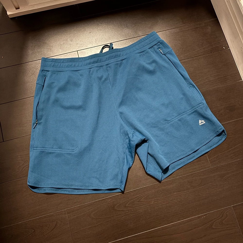 RBX Men's Teal Athletic Shorts Zip Pockets Gym Wear